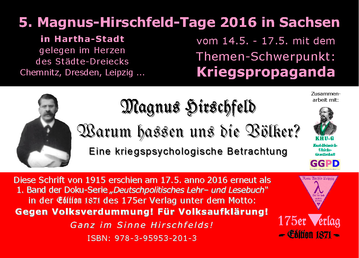 Postkarte Vorderseite zu de 5. Magnus-Hirschfeld-Tagen 2016 in Sachsen ...